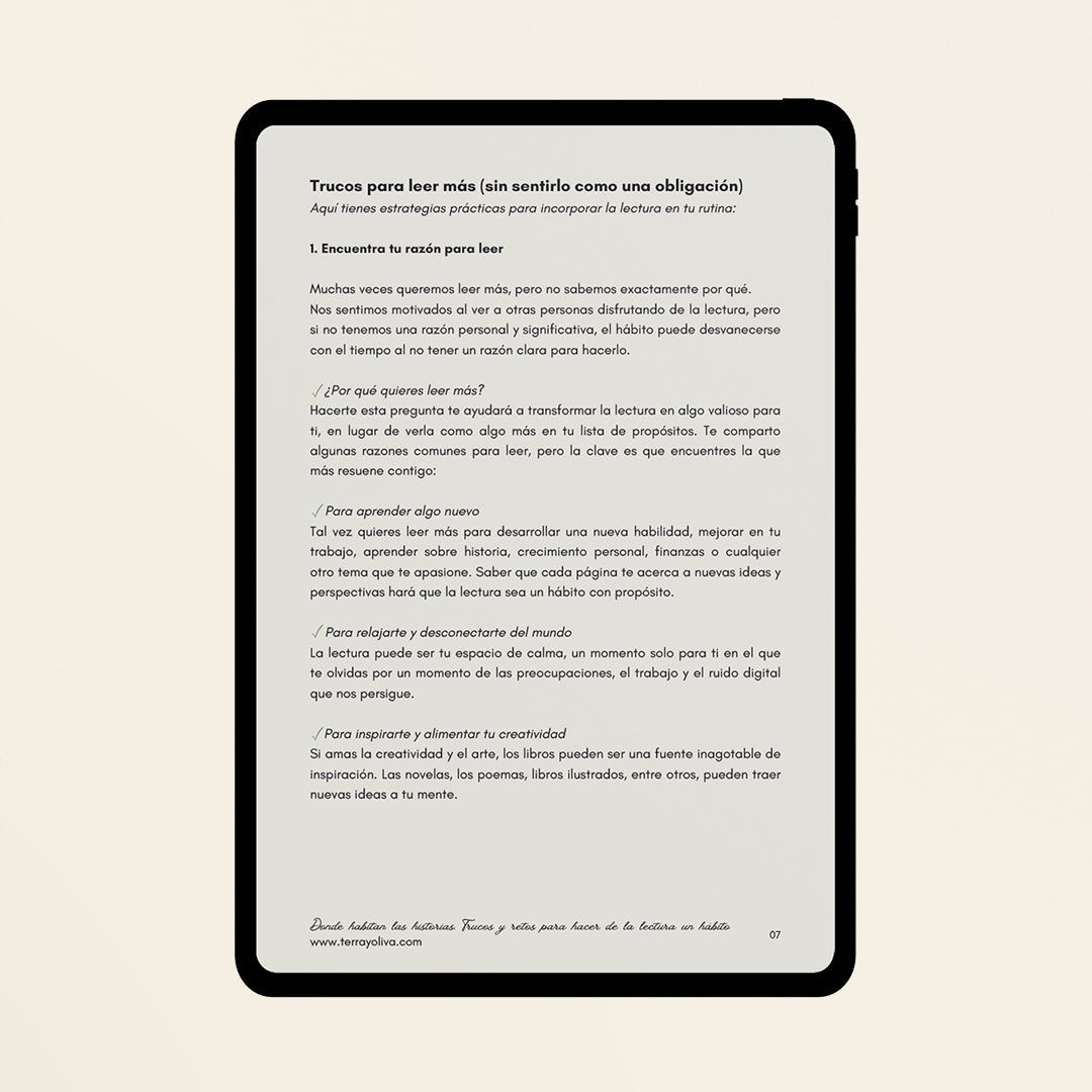 Ebook Donde habitan las lecturas, trucos y retos para hacer de la lectura un hábito + 6 plantillas descargables